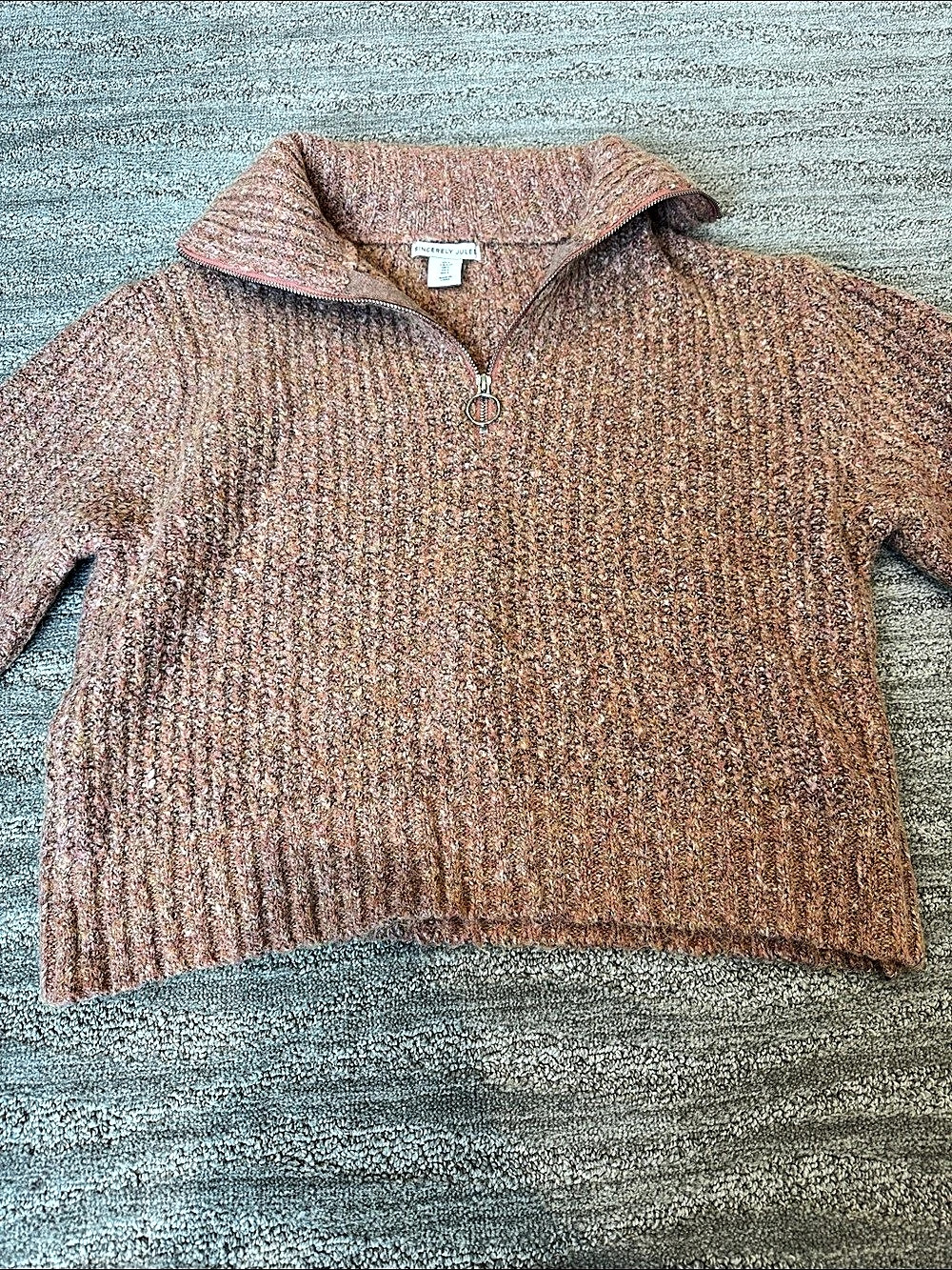 Sincerely Jules Cowl Neck Sweater in Brown & Pink Size Small